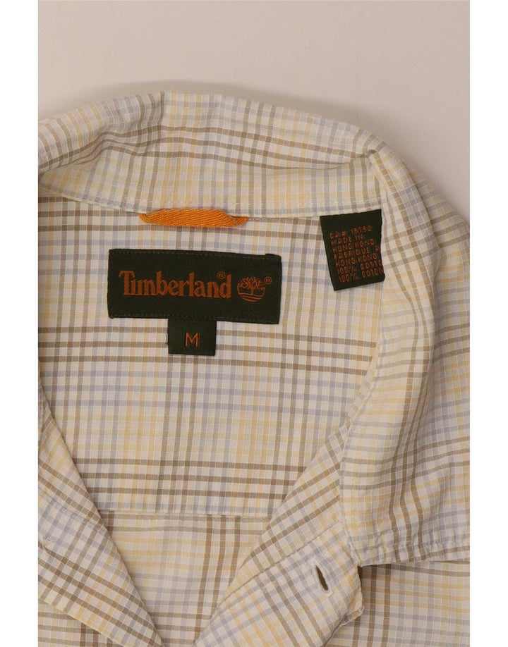 Camisa masculina de manga curta Timberland de algodão xadrez multicolorido médio