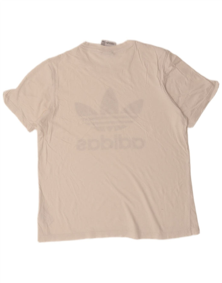 ADIDAS Mens Graphic T-Shirt Top Grande Algodão Branco