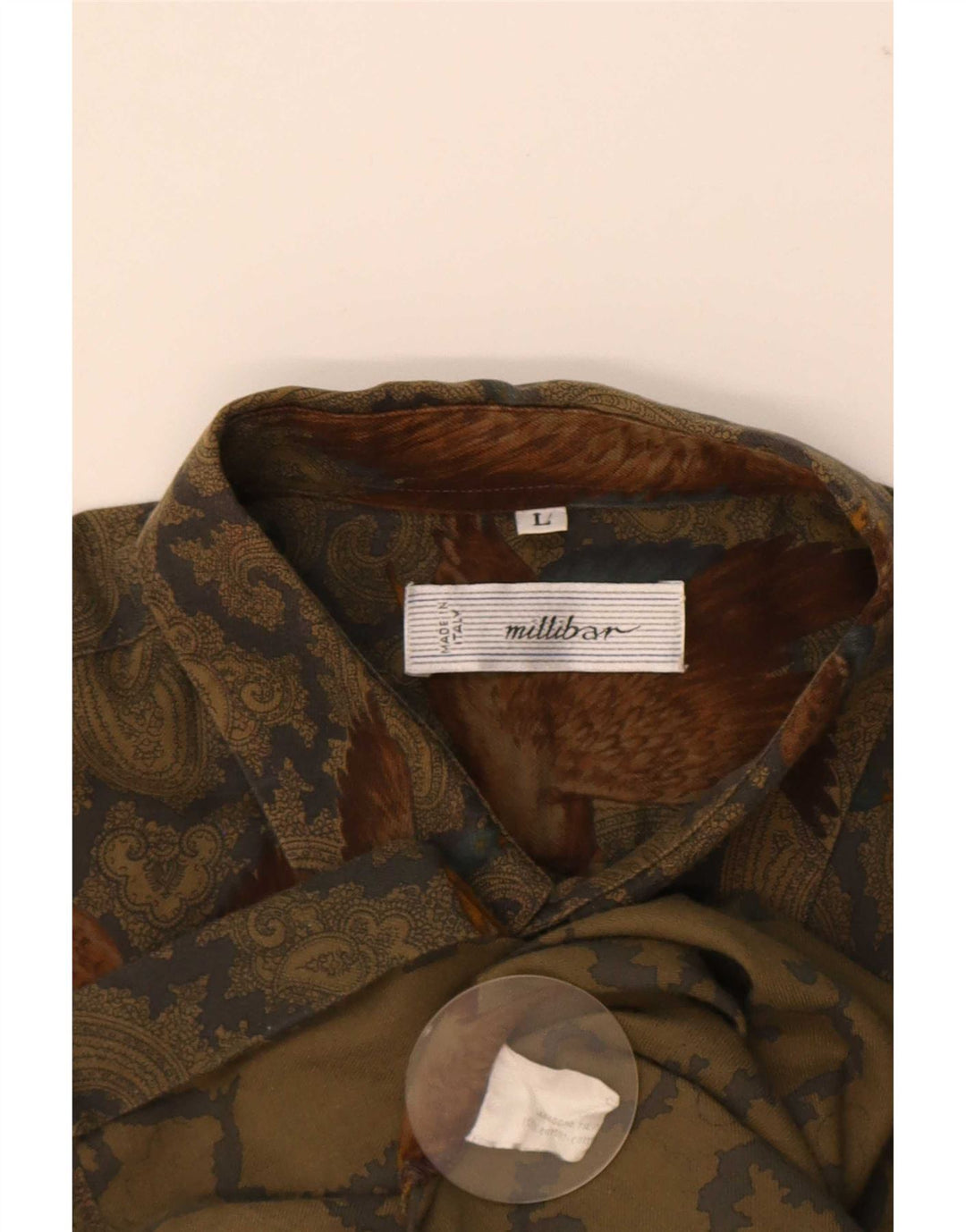 Camisa masculina Millibar grande algodão paisley bege