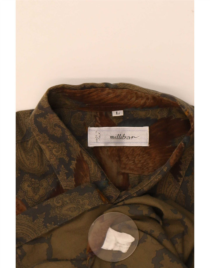 Camisa masculina Millibar grande algodão paisley bege