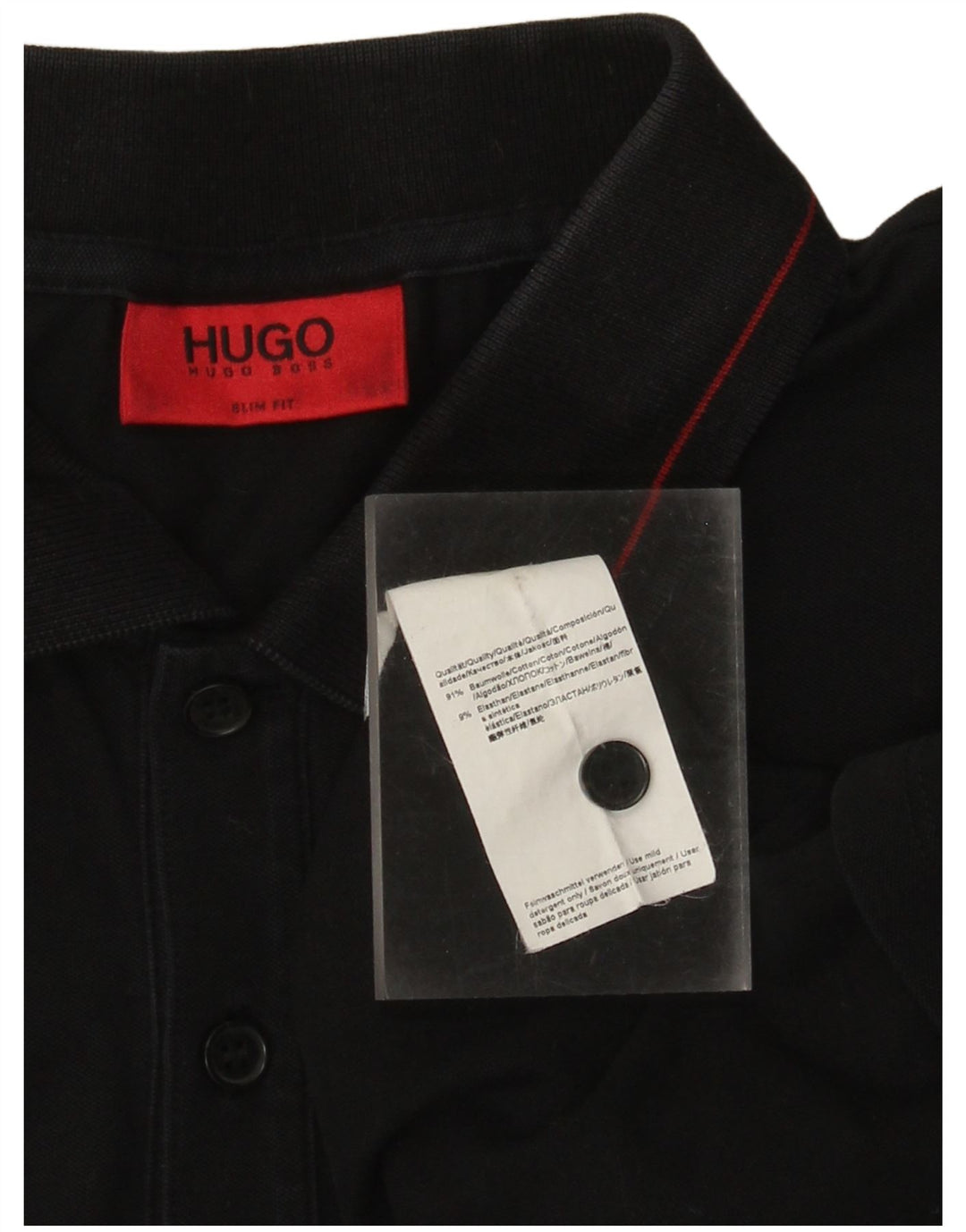Camisa polo masculina Slim Fit HUGO BOSS de algodão preto médio