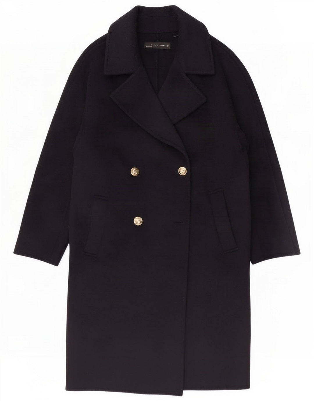 Zara Womens Double Breasted Coat UK 14 Médio Azul Marinho