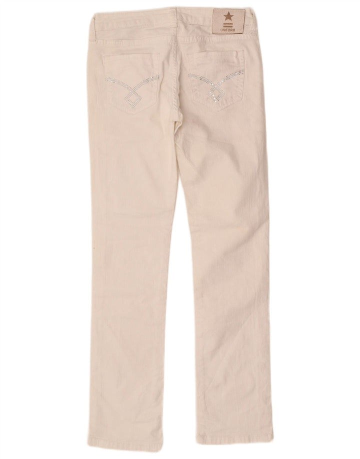 Uniforme feminino slim jeans W27 L29 algodão branco