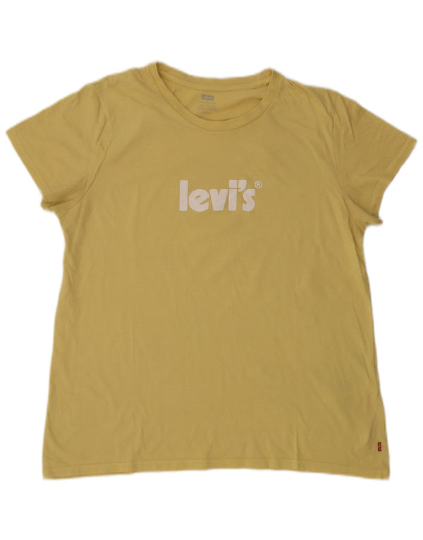 Camiseta feminina gráfica LEVI'S UK 18 XL algodão amarelo