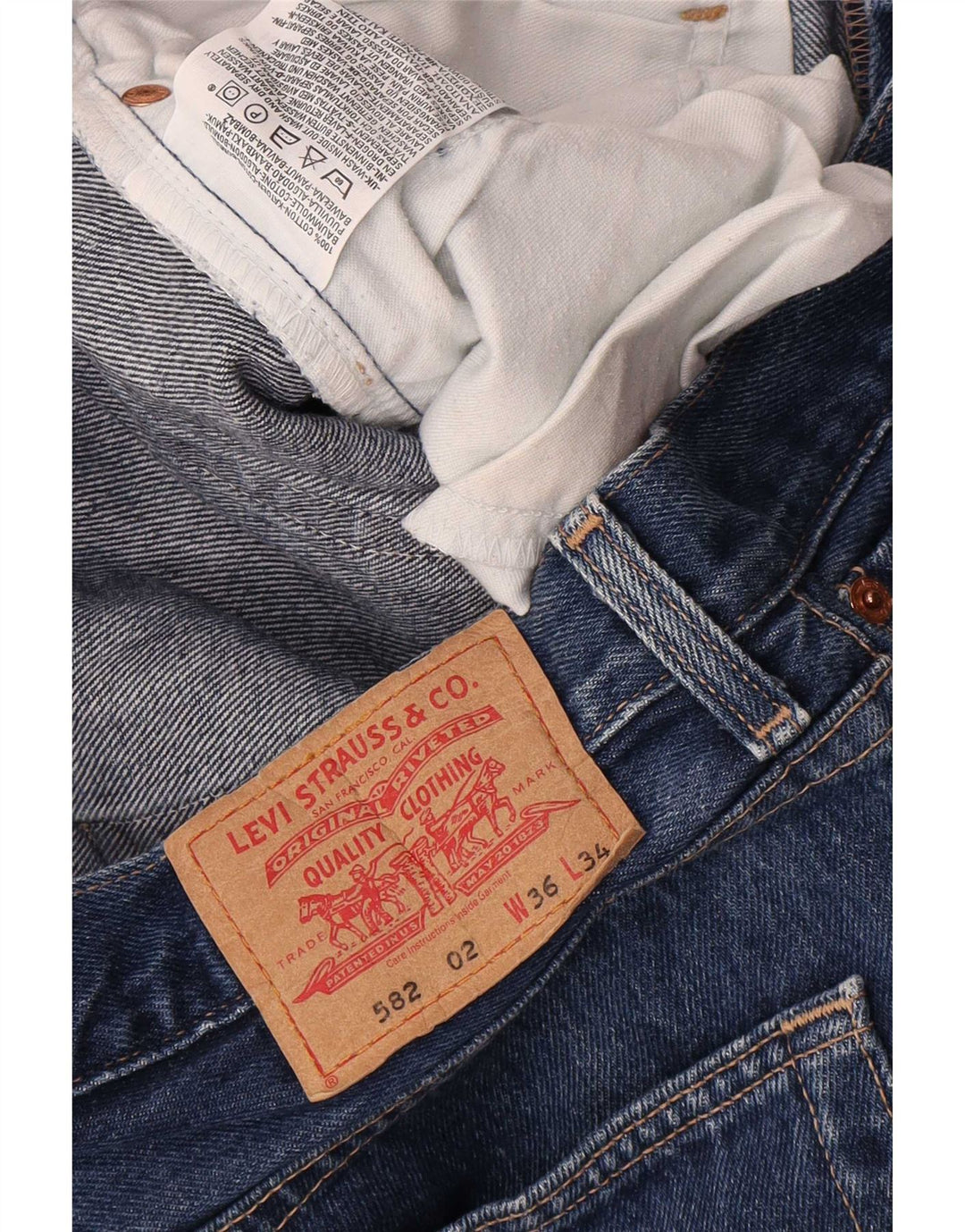 Levi's Masculino 582 Straight Jeans W36 L34 Azul Marinho Algodão