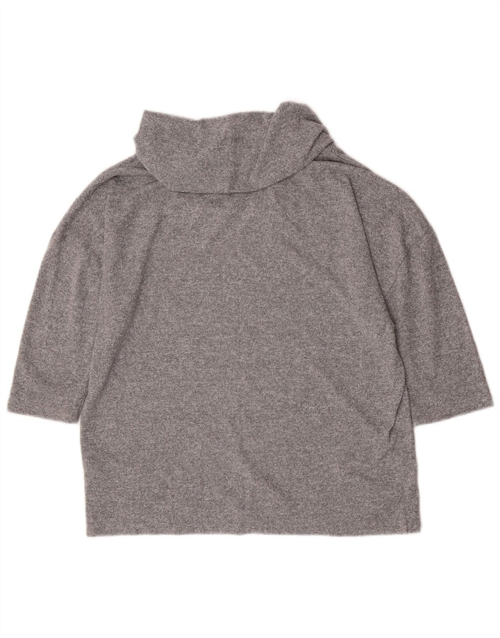 Top feminino Marks & Spencer manga 3/4 Reino Unido 14 grande poliéster manchado cinza