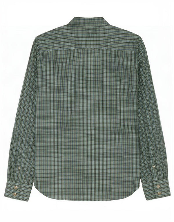 Camisa masculina Superdry grande algodão guingão verde