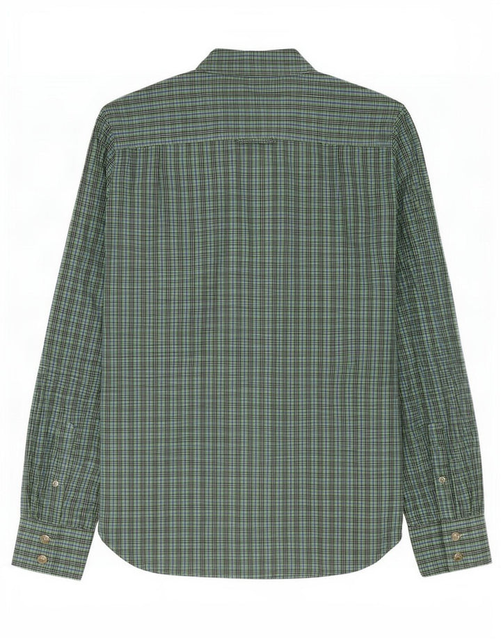 Camisa masculina Superdry grande algodão guingão verde