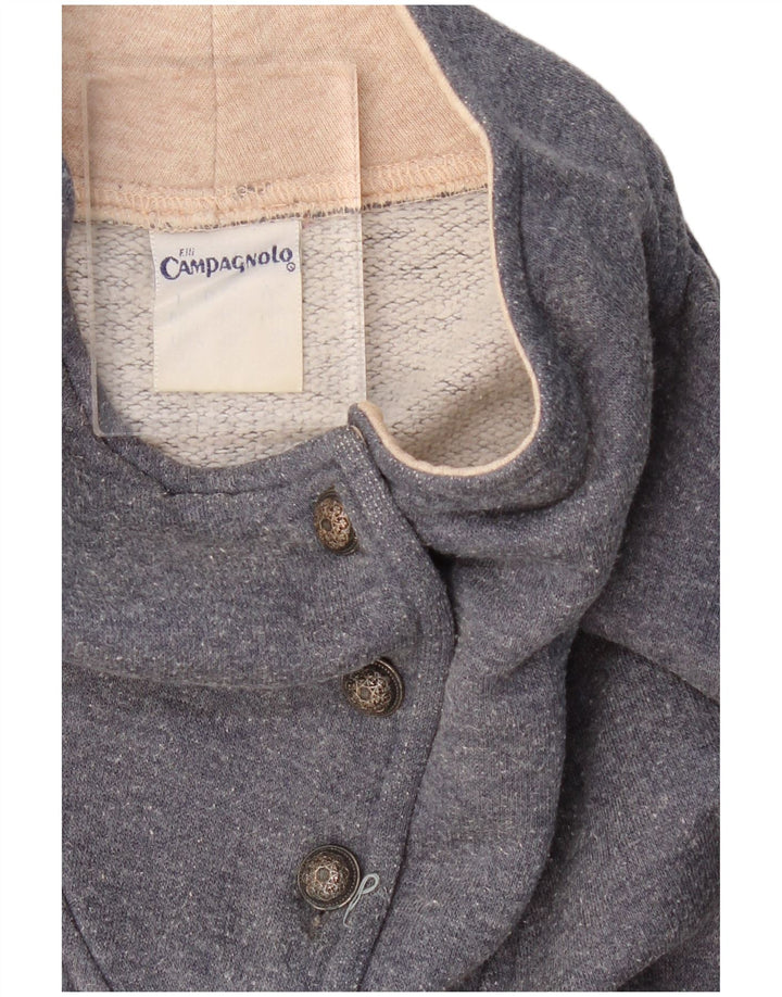 CAMPAGNOLO moletom gráfico feminino jumper UK 18 XL azul marinho floral