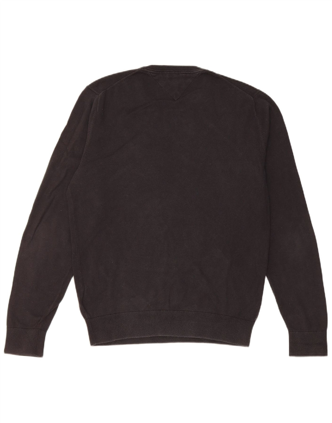 Suéter feminino Tommy Hilfiger com gola redonda, pequeno algodão preto