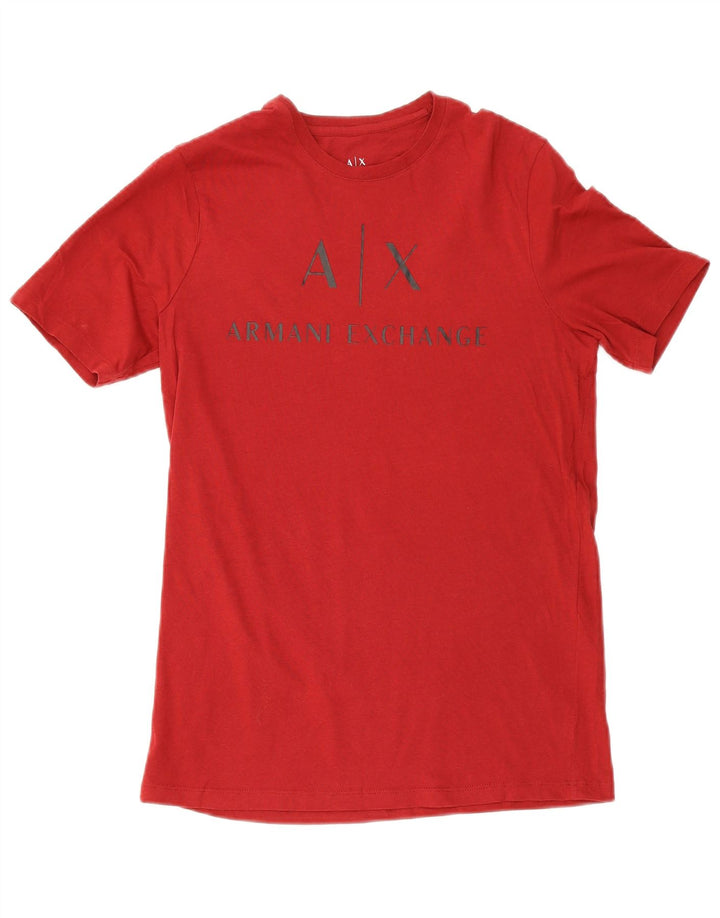 Camiseta gráfica masculina Armani Exchange Top médio algodão vermelho