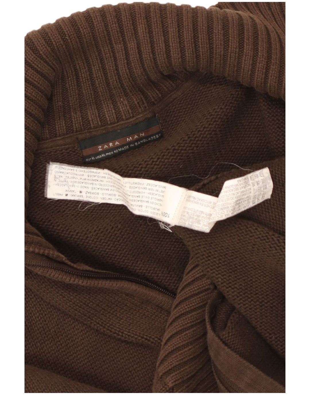 Suéter cardigã masculino Zara XL algodão marrom