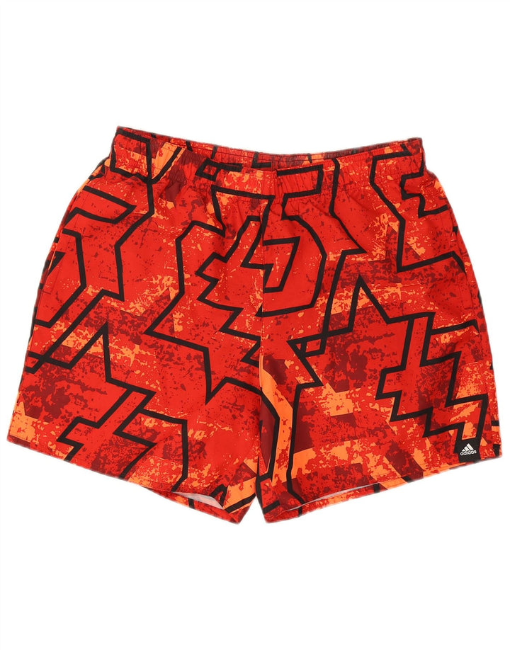Shorts de natação masculino Adidas médio vermelho geométrico
