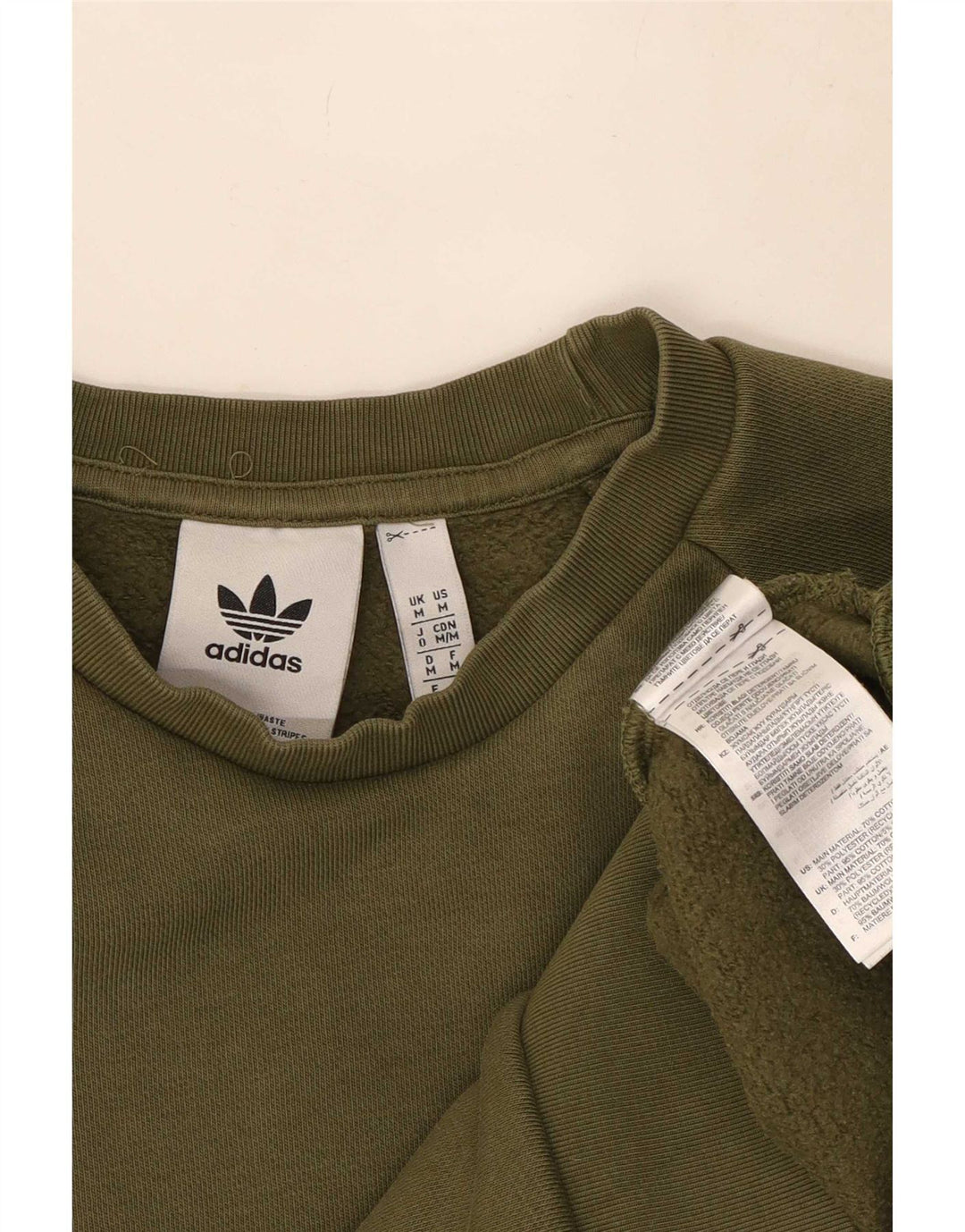 Adidas Mens Moletom Jumper Médio Algodão Cáqui