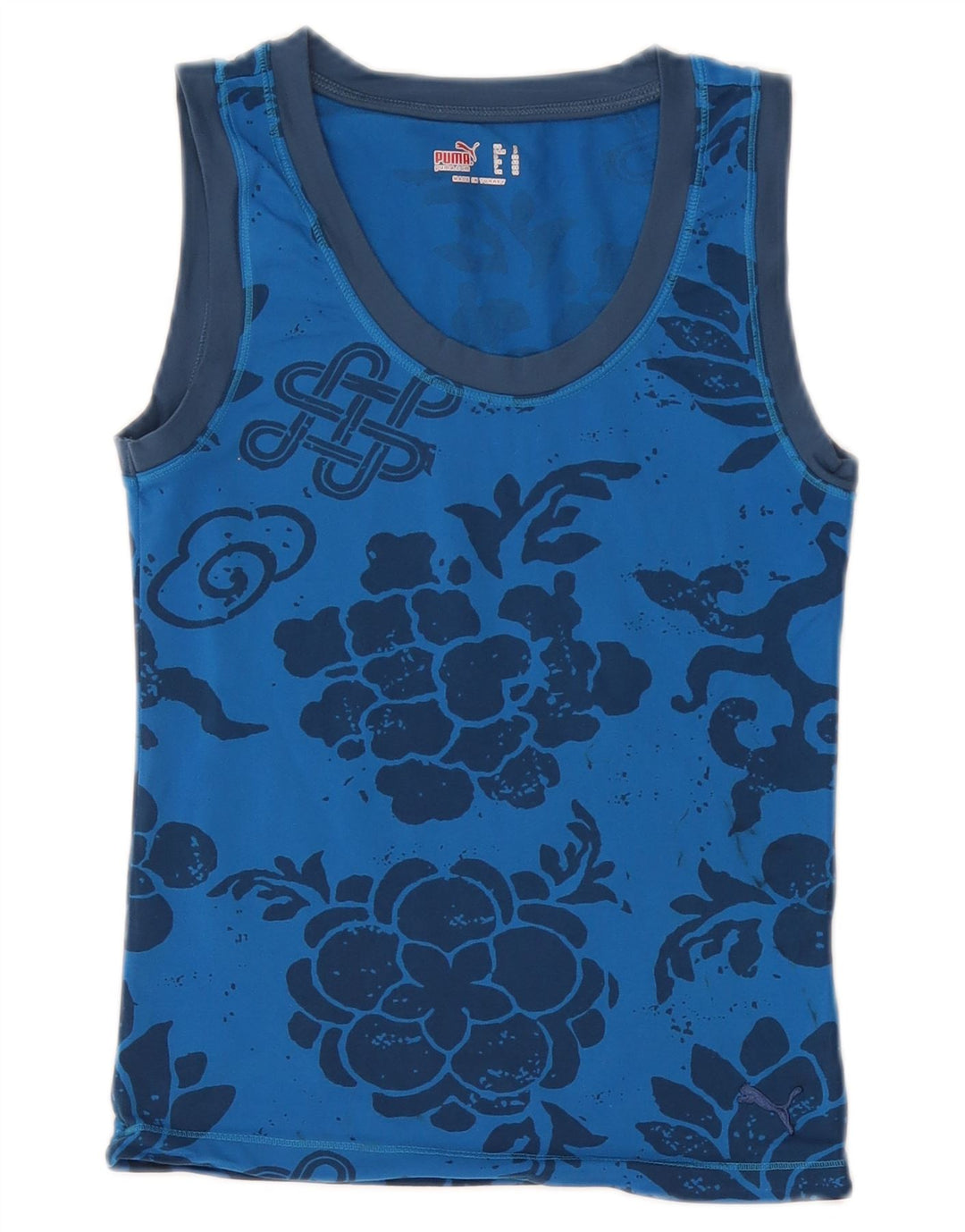 PUMA Womens Graphic Vest Top UK 10 Pequeno Azul Floral