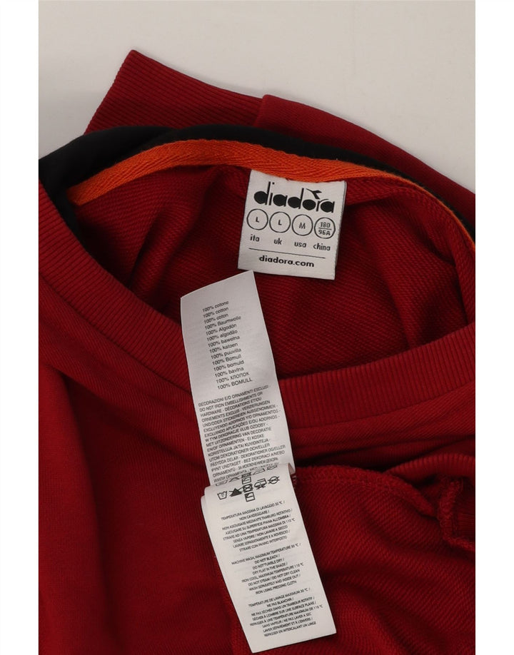 Diadora Mens Hoodie Jumper Grande Algodão Vermelho