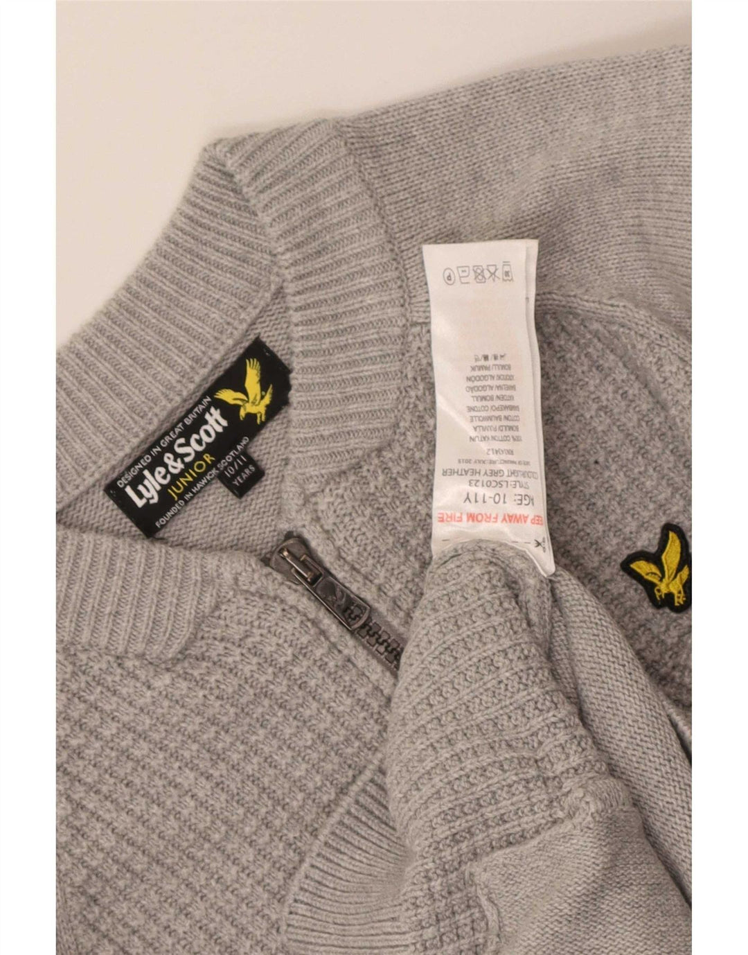 Lyle & Scott Suéter cardigã masculino 10-11 anos algodão cinza
