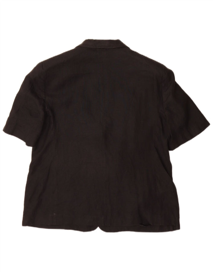 Luisa Spagnoli Jaqueta blazer feminina de manga curta com 2 botões IT 52 2XL preta