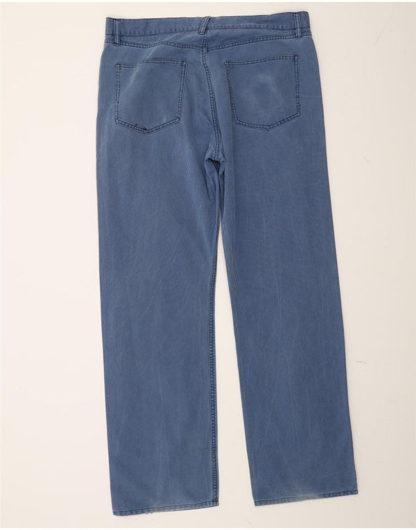 Toast Calça masculina reta casual W34 L31 algodão risca de giz azul