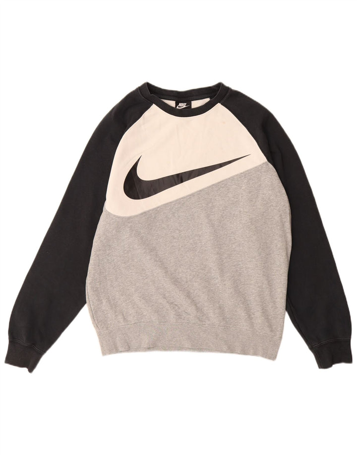 Moletom gráfico masculino Nike Jumper cinza médio algodão colorblock