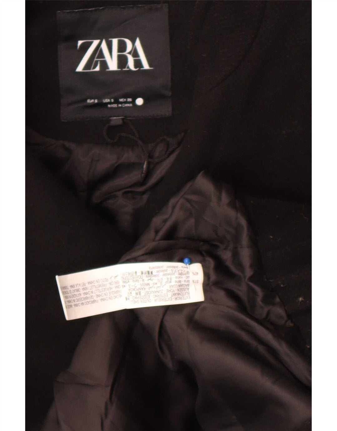 Jaqueta Bomber Oversized Feminina Zara Reino Unido 10 Pequena Lã Preta