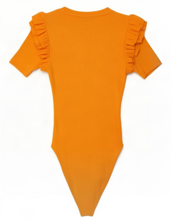Body feminino Zara UK 12 algodão laranja médio