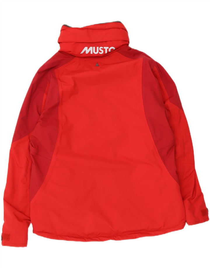Jaqueta de chuva feminina com capuz gráfico Musto UK 14 grande bloco colorido vermelho