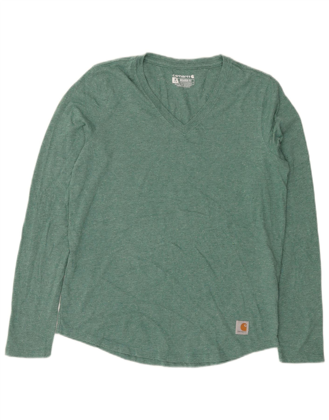 Top feminino Carhartt com ajuste relaxado e manga comprida EUA 8/10 verde médio manchado