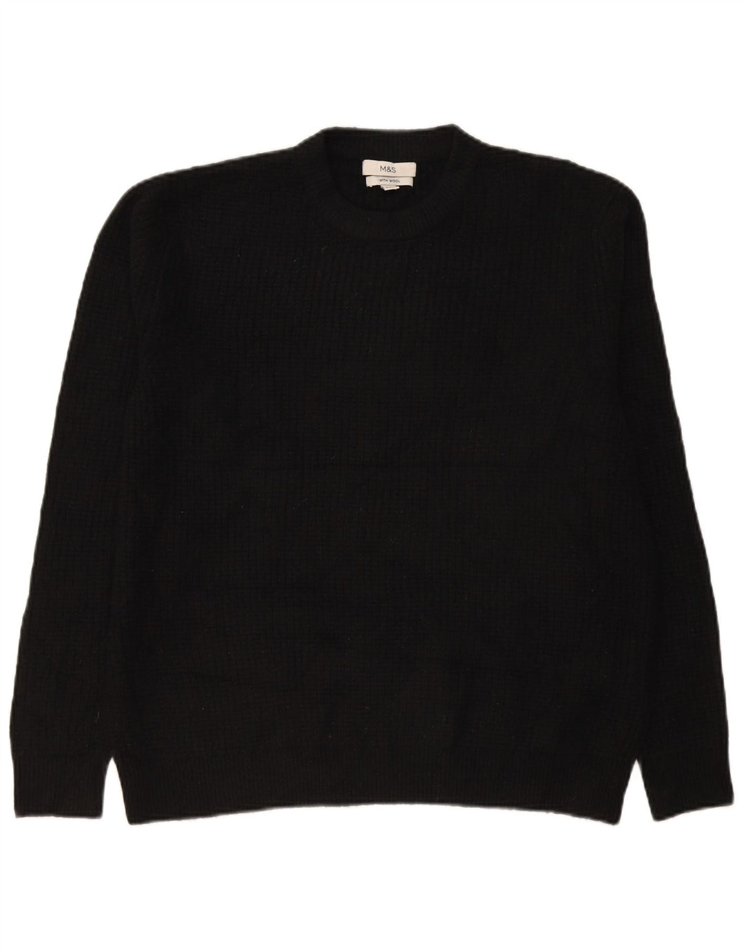 Suéter masculino Marks & Spencer com gola redonda, acrílico preto grande