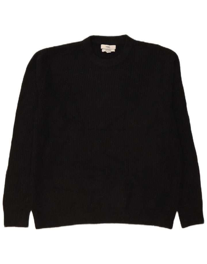 Suéter masculino Marks & Spencer com gola redonda, acrílico preto grande