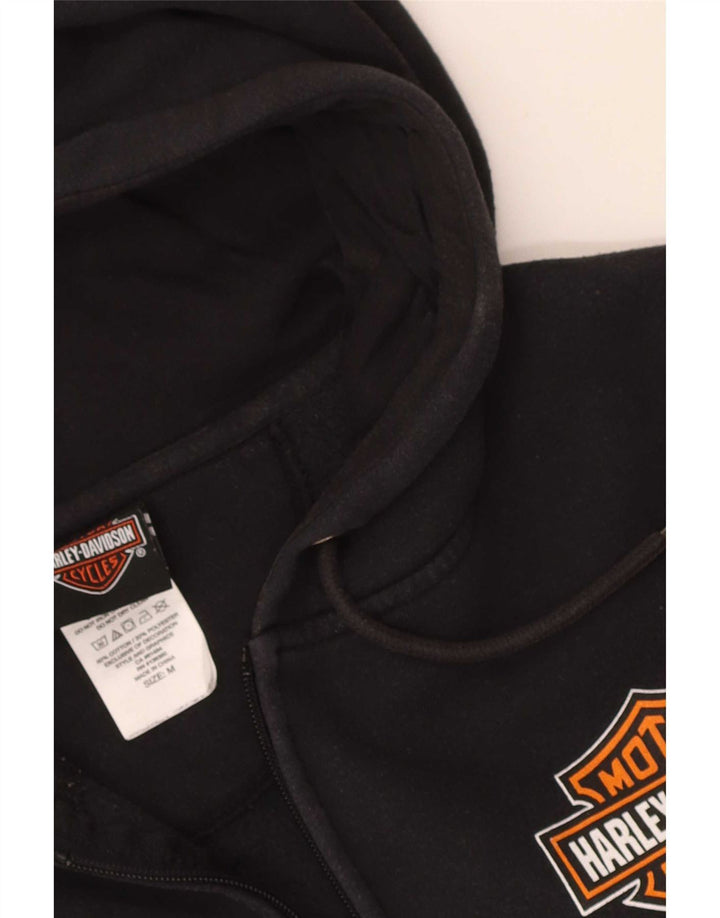 Suéter masculino Harley Davidson com capuz e zíper gráfico médio algodão preto