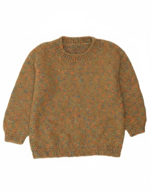 Vintage Womens Crew Neck Jumper Sweater UK 12 Medium Green Flecked