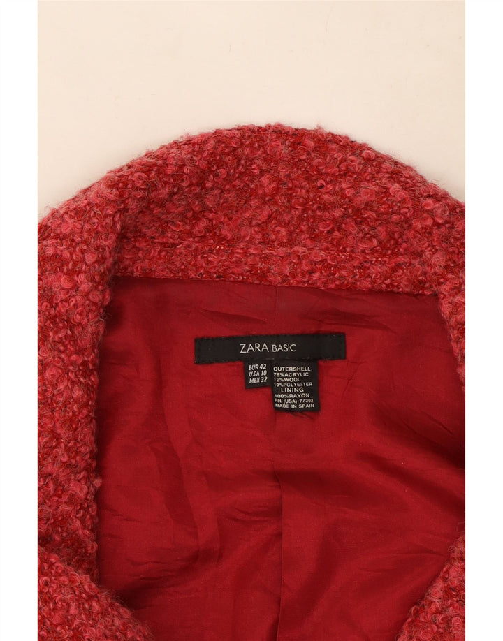 Jaqueta blazer feminina com 2 botões ZARA EU 42 grande acrílico manchado vermelho