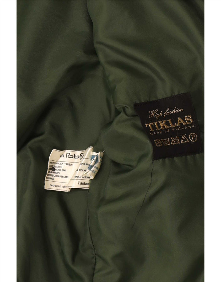 Jaqueta corta-vento feminina vintage Reino Unido 12 poliéster colorblock verde médio