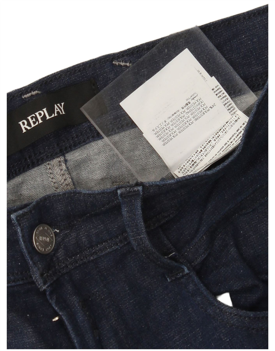 REPLAY Masculino Anbass Slim Jeans W31 L30 Azul Marinho Algodão