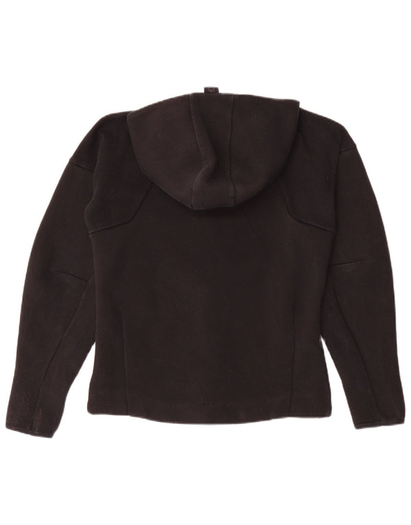 Suéter adidas feminino com capuz e zíper UK 12/14 médio algodão preto