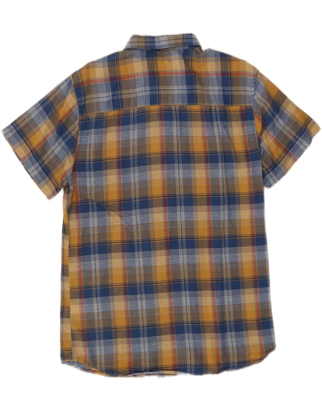 Camisa masculina Wrangler de manga curta slim grande algodão xadrez azul