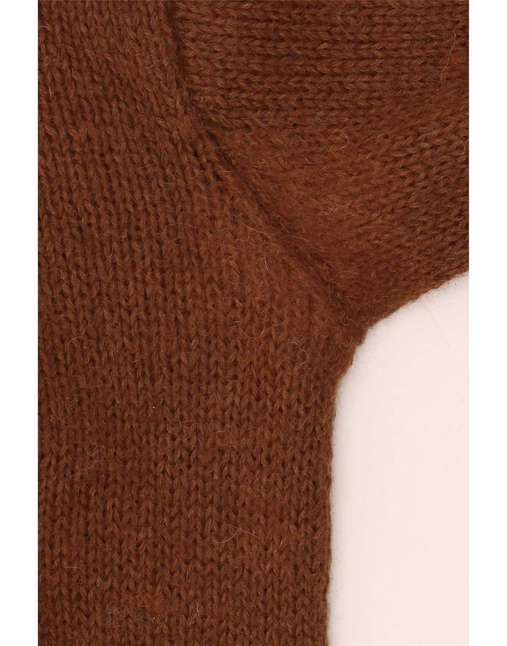 Suéter feminino vintage com gola redonda Reino Unido 12 marrom médio