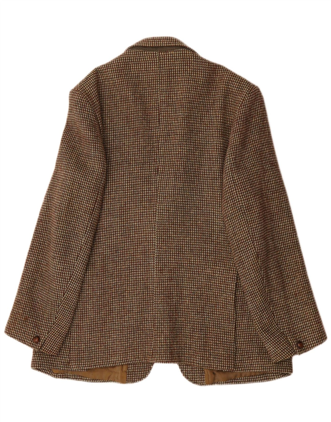 Jaqueta blazer masculina de 2 botões Harris Tweed Reino Unido 38 lã xadrez marrom médio