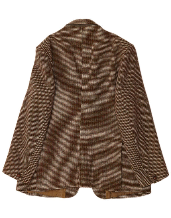 Jaqueta blazer masculina de 2 botões Harris Tweed Reino Unido 38 lã xadrez marrom médio