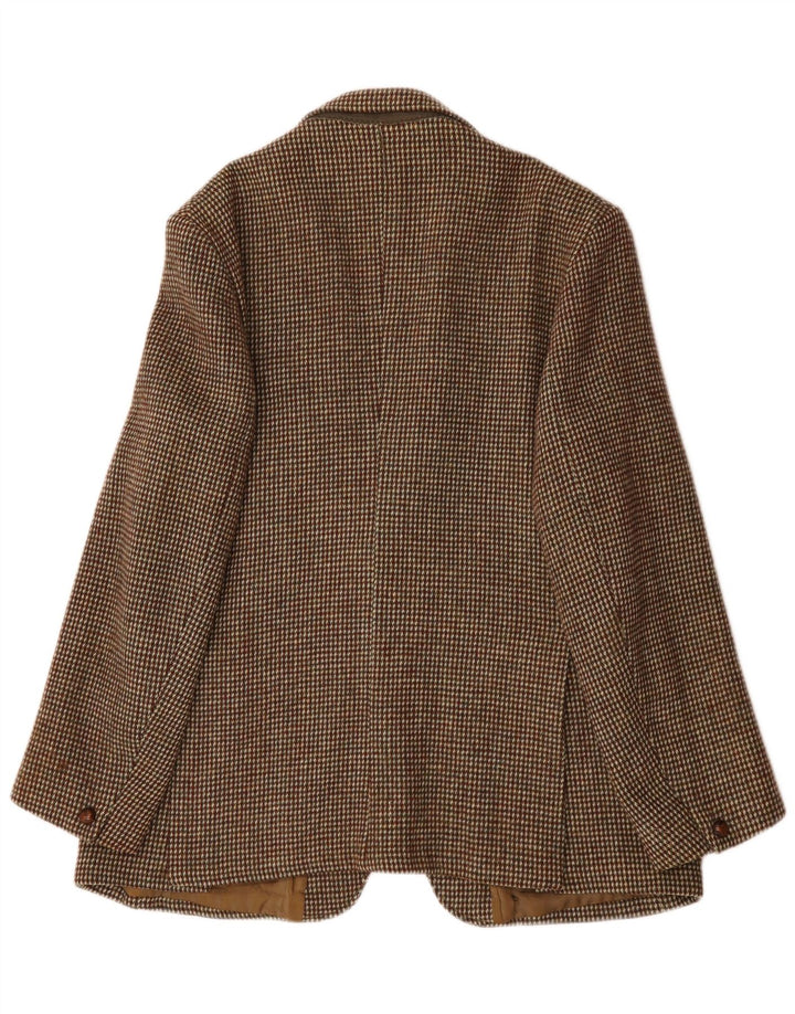 Jaqueta blazer masculina de 2 botões Harris Tweed Reino Unido 38 lã xadrez marrom médio