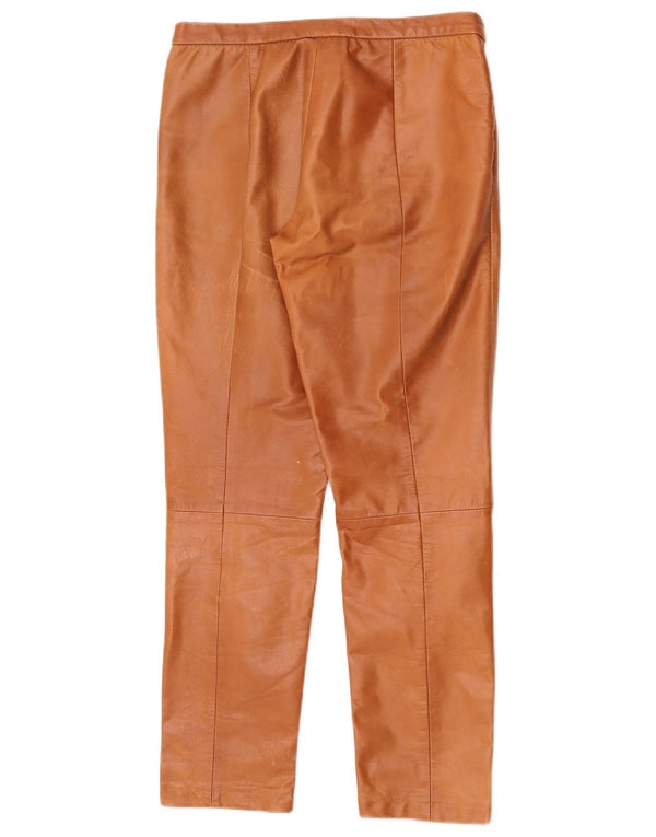 Calças de couro retas masculinas vintage W28 L28 couro marrom