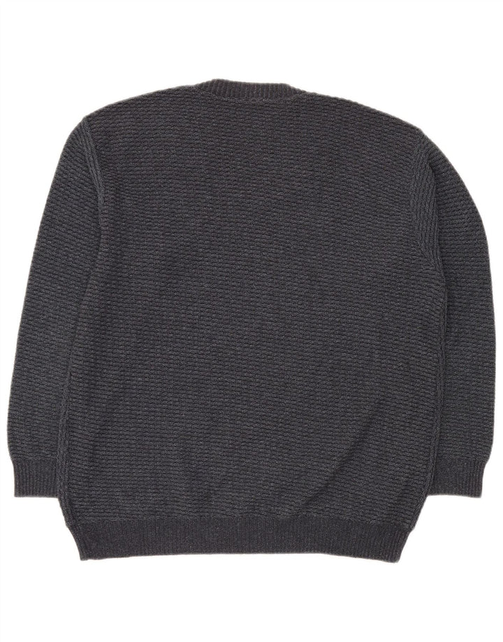 Suéter masculino VINTAGE com decote em V IT 50 cinza médio geométrico