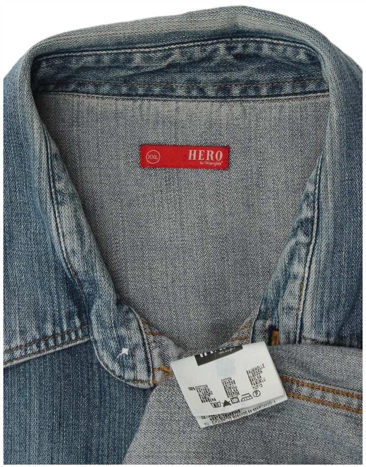 Camisa jeans masculina WRANGLER 2XL algodão azul