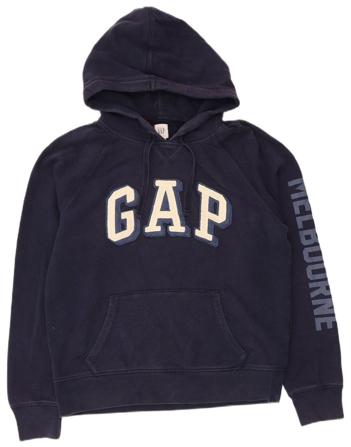 Suéter com capuz gráfico masculino Gap médio algodão azul marinho