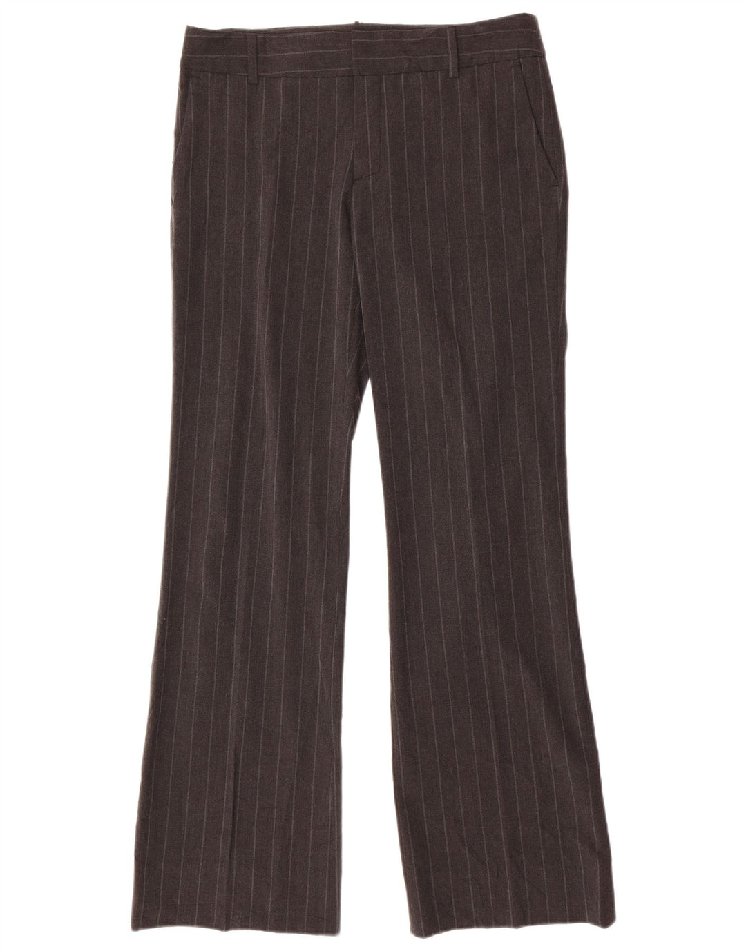 Zara Calça feminina Bootcut Chino EU 40 Médio W30 L32 Risca de giz cinza