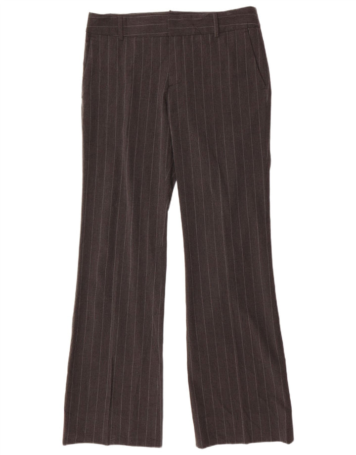 Zara Calça feminina Bootcut Chino EU 40 Médio W30 L32 Risca de giz cinza