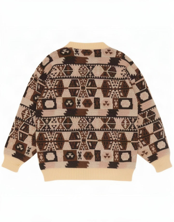Suéter masculino Missoni com gola redonda e lã geométrica marrom médio