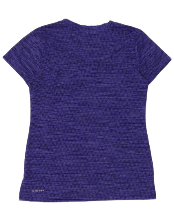 Camiseta feminina Reebok Speedwick Top UK 10 pequena azul manchada de poliéster
