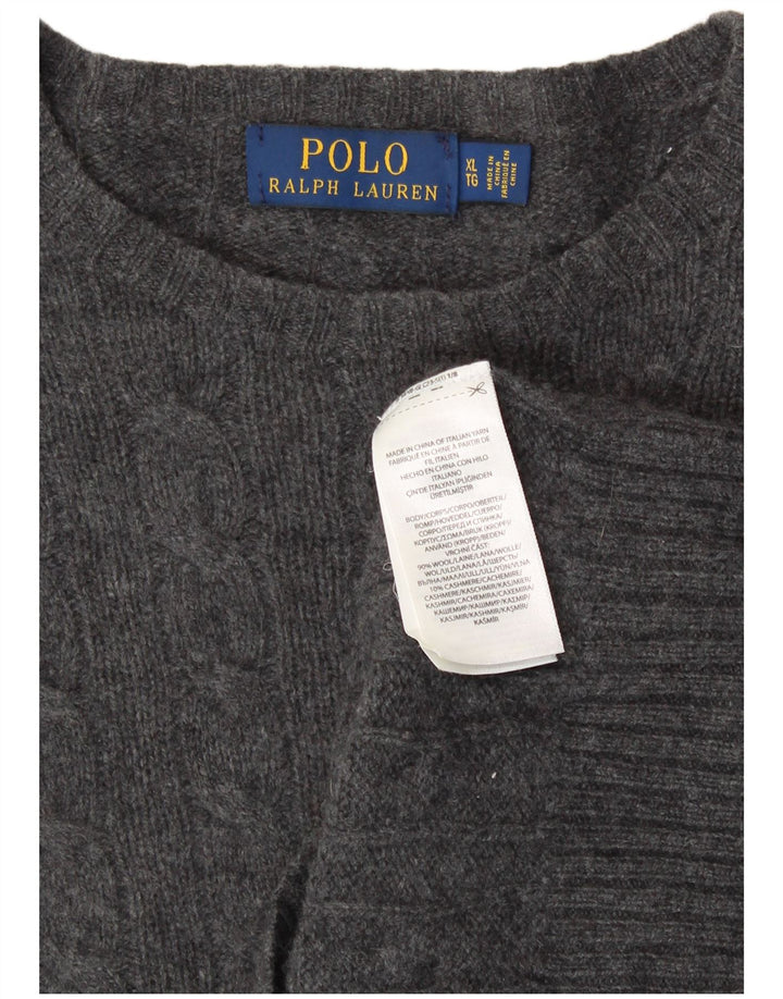 Polo Ralph Lauren Suéter masculino com gola redonda XL lã cinza